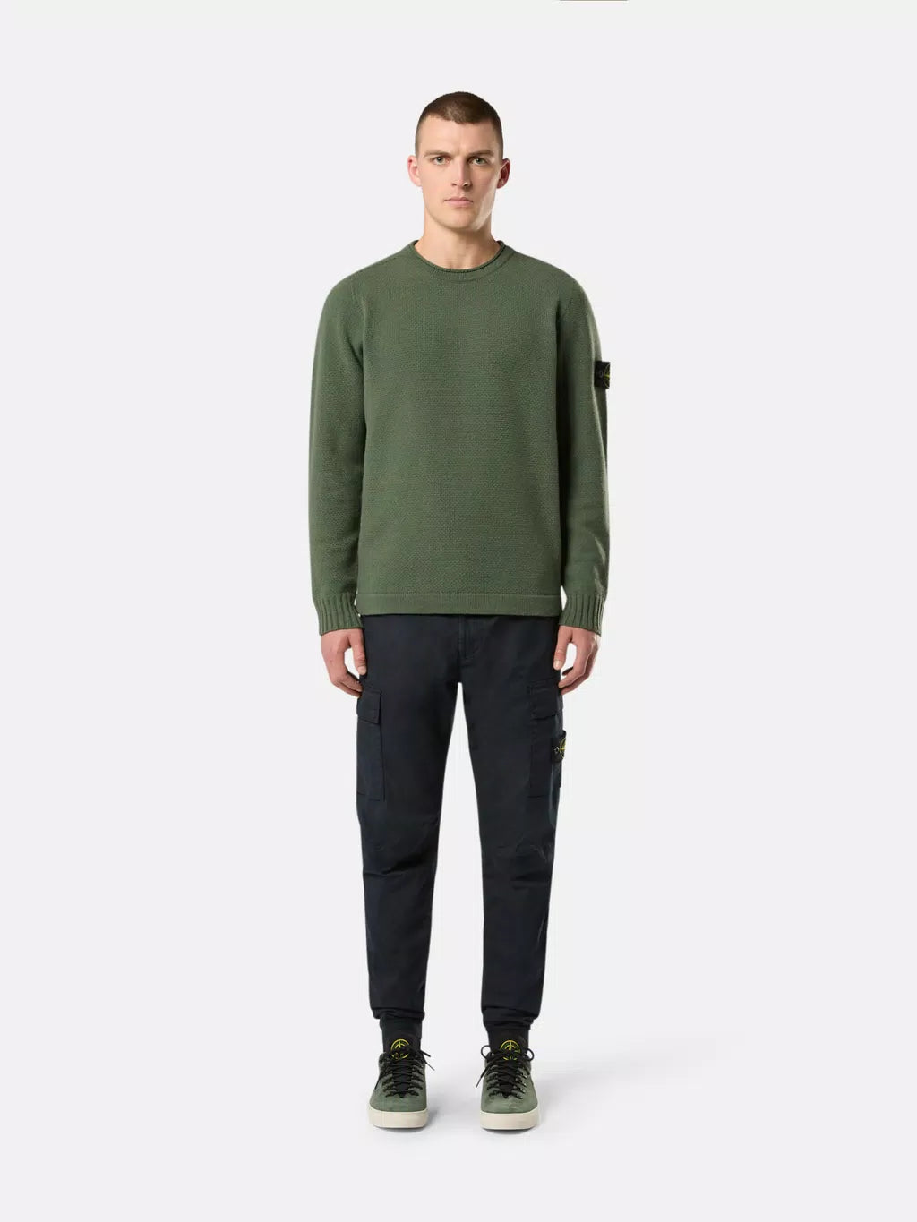 STONE ISLAND - Sweater met ronde hals en geribde details