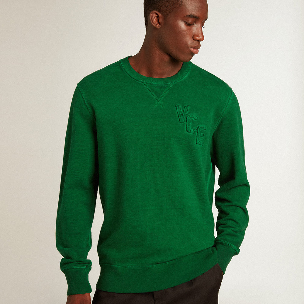 Golden Goose - Ronde-hals sweatshirt van groen katoenen molton